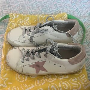 Golden Goose Kids Cream and Pink Star Sneakers